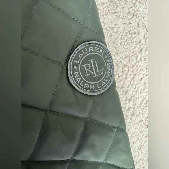 Lauren Ralph Lauren Quilted Jacket XXL Olive Green Hooded 3/4 Equestrian Coat - Picture 6 of 11